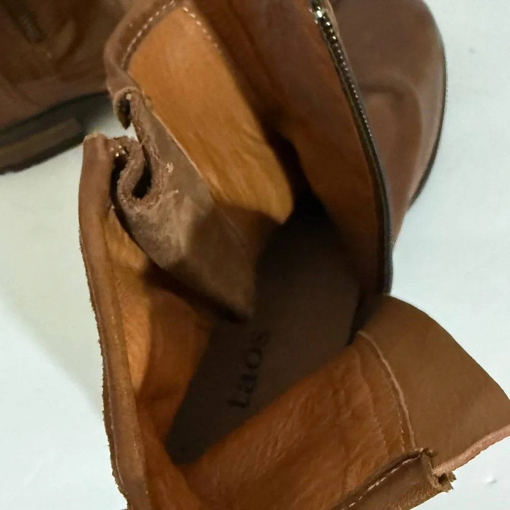 Taos Leather Ankle Boots Brown Side Zip Buckle Women’s Size 39 Comfort Casual - Picture 13 of 14